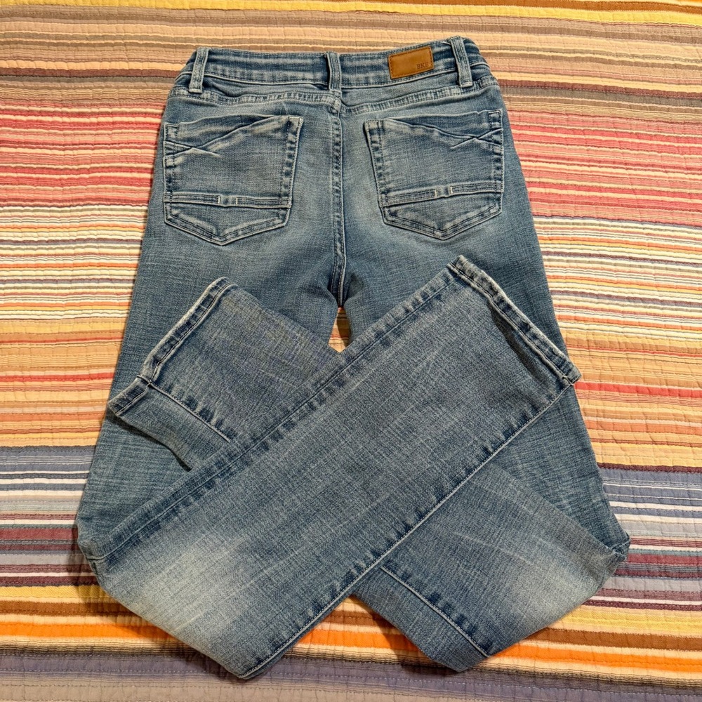 BKE Youth Straight‎ Jeans Light Wash Adjustable Waist Size 14R Denim